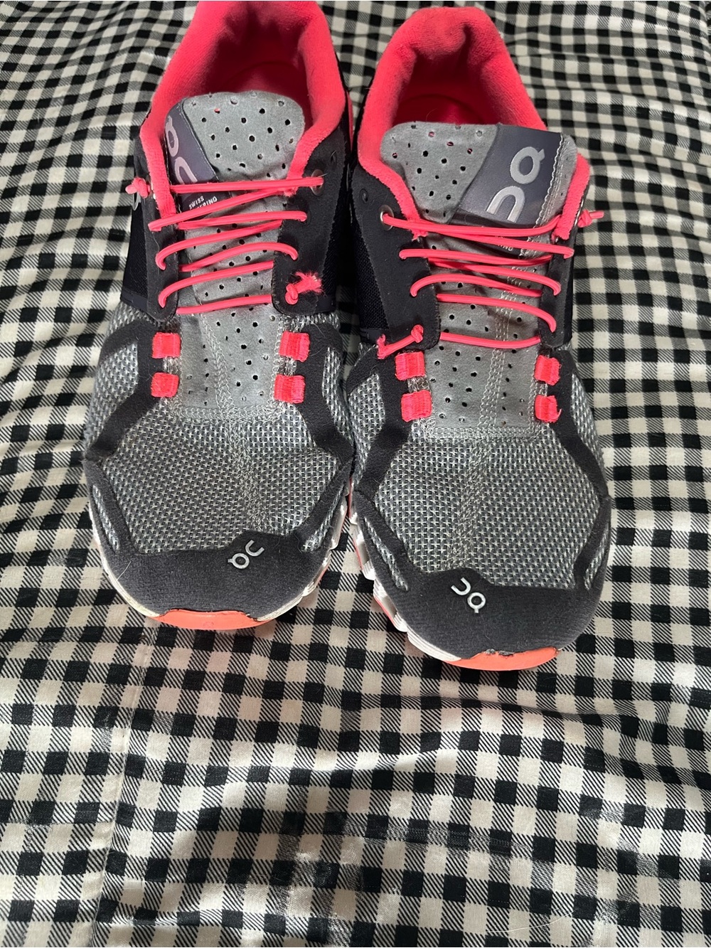 On Running Women’s Gray and Pink Cloud Shoes